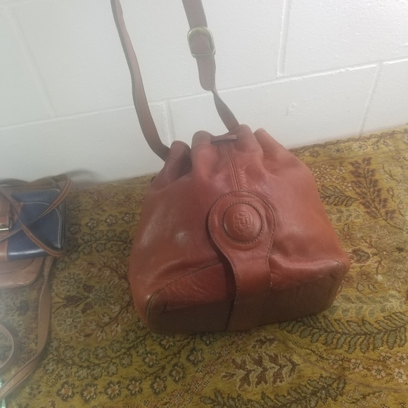 Vtg 70s Axixie aztec mexican leather bucket bag purse - Picture 9 of 11